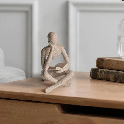 Bookshelf Decor Home Decor - Person Who is Thinking Abstract Thinker Sculpture Figurine Statue Resin Modern Reading Decoration