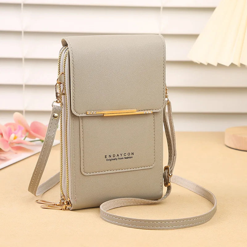 Homefish Women Touchscreen PU Leather Crossbody Mobile Phone Bag Multi Card Holder Mini Wallet For Daily Travel Outdoor Use