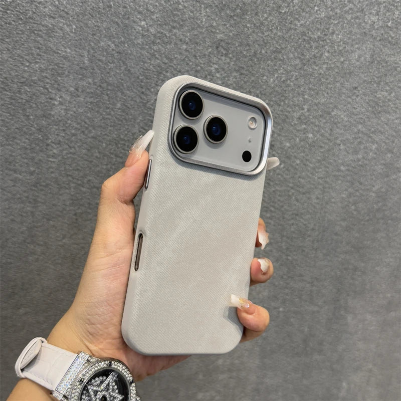Magnetic Flannel Fabric for Magsafe Phone Case For iPhone 18Pro Max 17 16 15 Pro 13 14 Wireless Charging Alloy Lens Bumper Cover