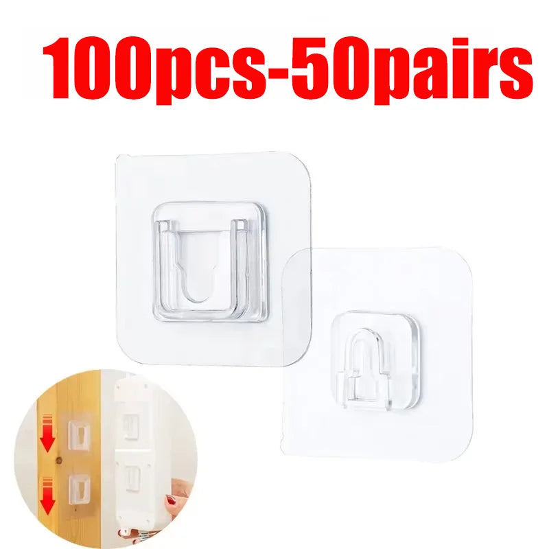 Double Sided Adhesive Wall Hooks Hanger Strong Transparent Suction Cup Storage Socket Hooks Bathroom Kitchen Bedroom Hook Kit