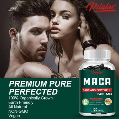 Organic Black Maca Extract 2400Mg - Builds Muscle Mass, Improves Endurance, Balances Hormones, Promotes A Relaxing Mood, Non-GMO
