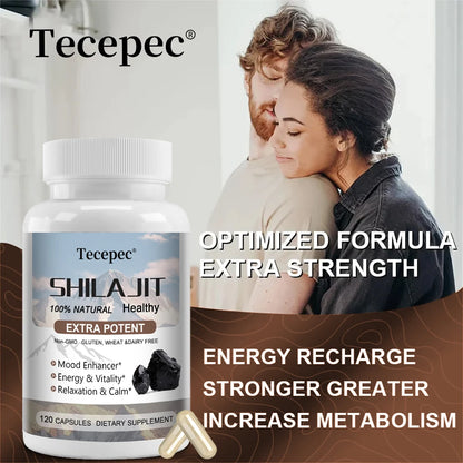 Shilajit & Ginseng Capsules, Mineral Herbal Supplement for Daily Focus Energy Endurance Brain & Immune Wellness, Relieve Stress