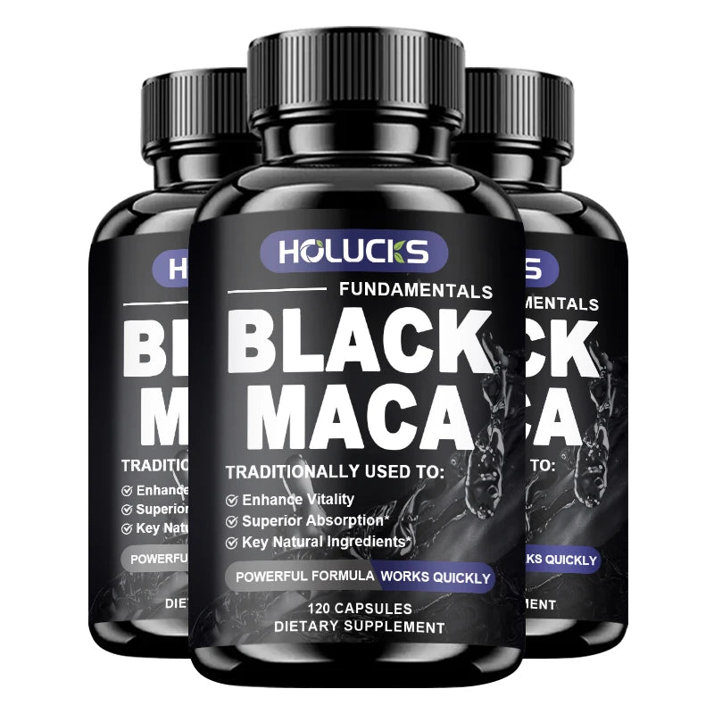 Natural Men Maca Supplement, with Black Maca Extract & Black Pepper, Support Hormone Balance & Masculine Drive, Immune