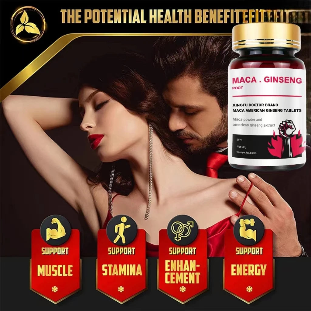 Best Men's Black Maca Supplement - Ginseng Supplement for Health, Energy and Endurance, Muscle Mass