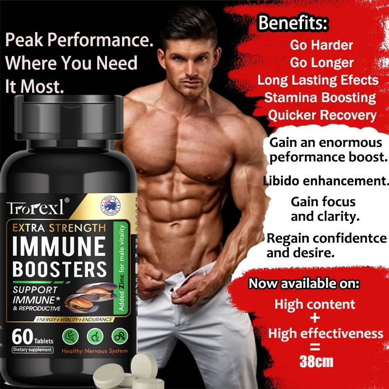 Natural Male Performance Support | Male Enhancing for Stamina, Endurance & Muscle Growt | Premium Oyster, Maca & Ginseng Formula
