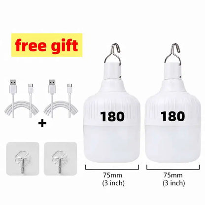 Portable Outdoor BBQ Camping Lights USB Rechargeable Lamp LED Emergency Bulb Hook High Power Tents Lantern Night Lights Bulb