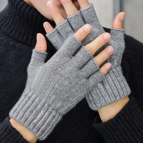 2026 Winter and Autumn Knitted Gloves Warm Plush Men's and Women's Fingerless Gloves Outdoor Sports Touchscreen Gloves