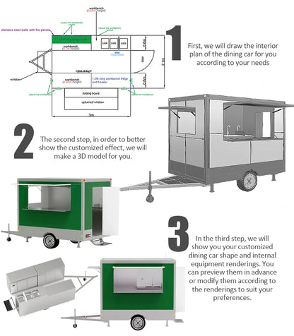 Customized Fully Equipped Mobile Dining Car - BBQ Pizza Coffee Ice Cream Hot Dog Snack Concession Trailer