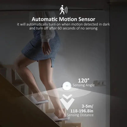 HPH LED Motion Sensor Light 3PCS USB Rechargeable Night Light for Kitchen Cabinet Wardrobe Staircase Closet Wireless Light