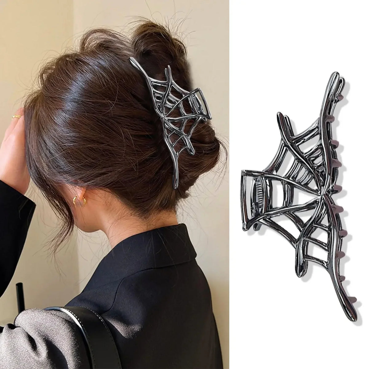 Halloween Alloy Bat Hair Claw Clips Y2K Gothic Style Metal Shark Clamp Girls Holiday Hair Accessories