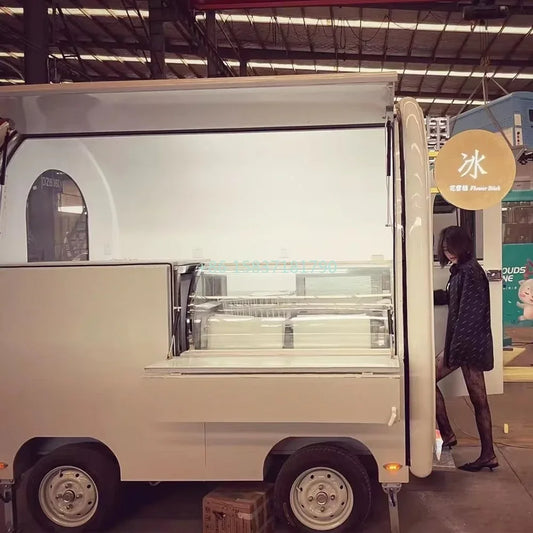 Mobile Restaurant Food Cart Truck Catering Trailer Food Truck Vintage Mobile Food Carts Dining Car Equipment with Full Kitchen