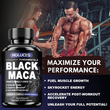 Natural Men Maca Supplement, with Black Maca Extract & Black Pepper, Support Hormone Balance & Masculine Drive, Immune