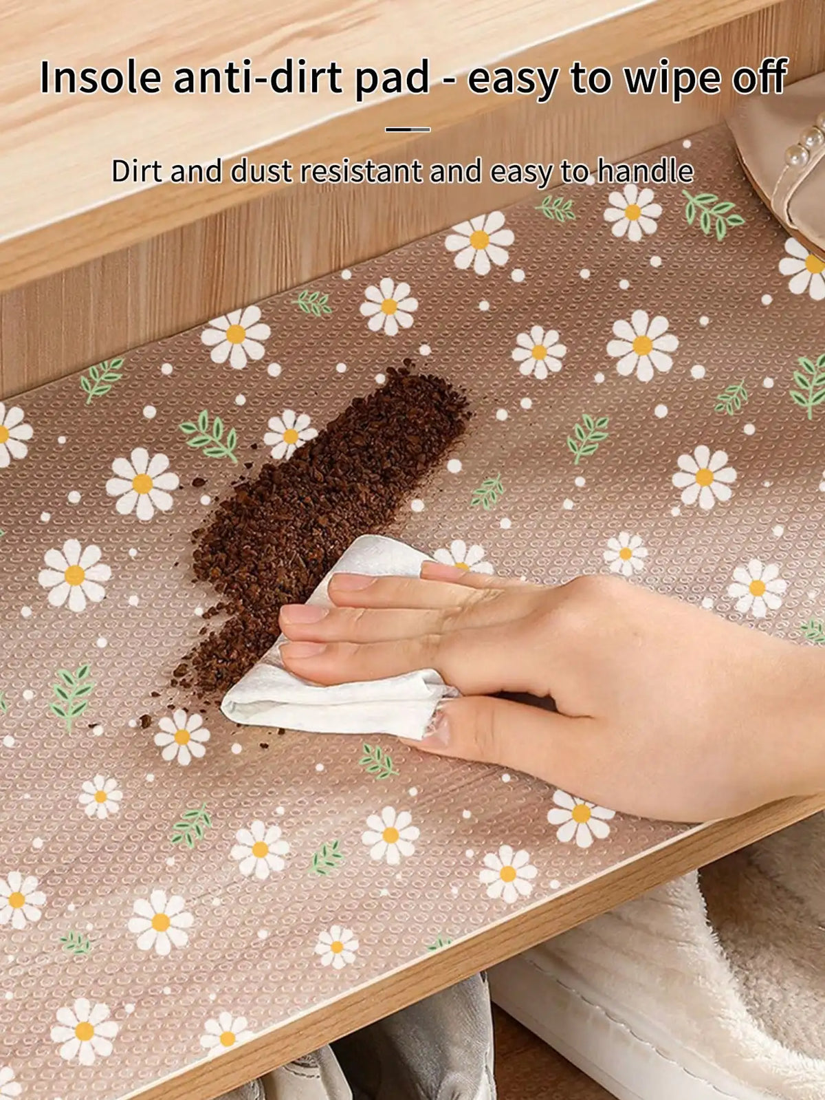 Daisy Flower Kitchen Cabinet Mat Reusable Drawer Mat Kitchen Dining Table Mat Insulation Mat Waterproof Moisture-proofDrawer Mat