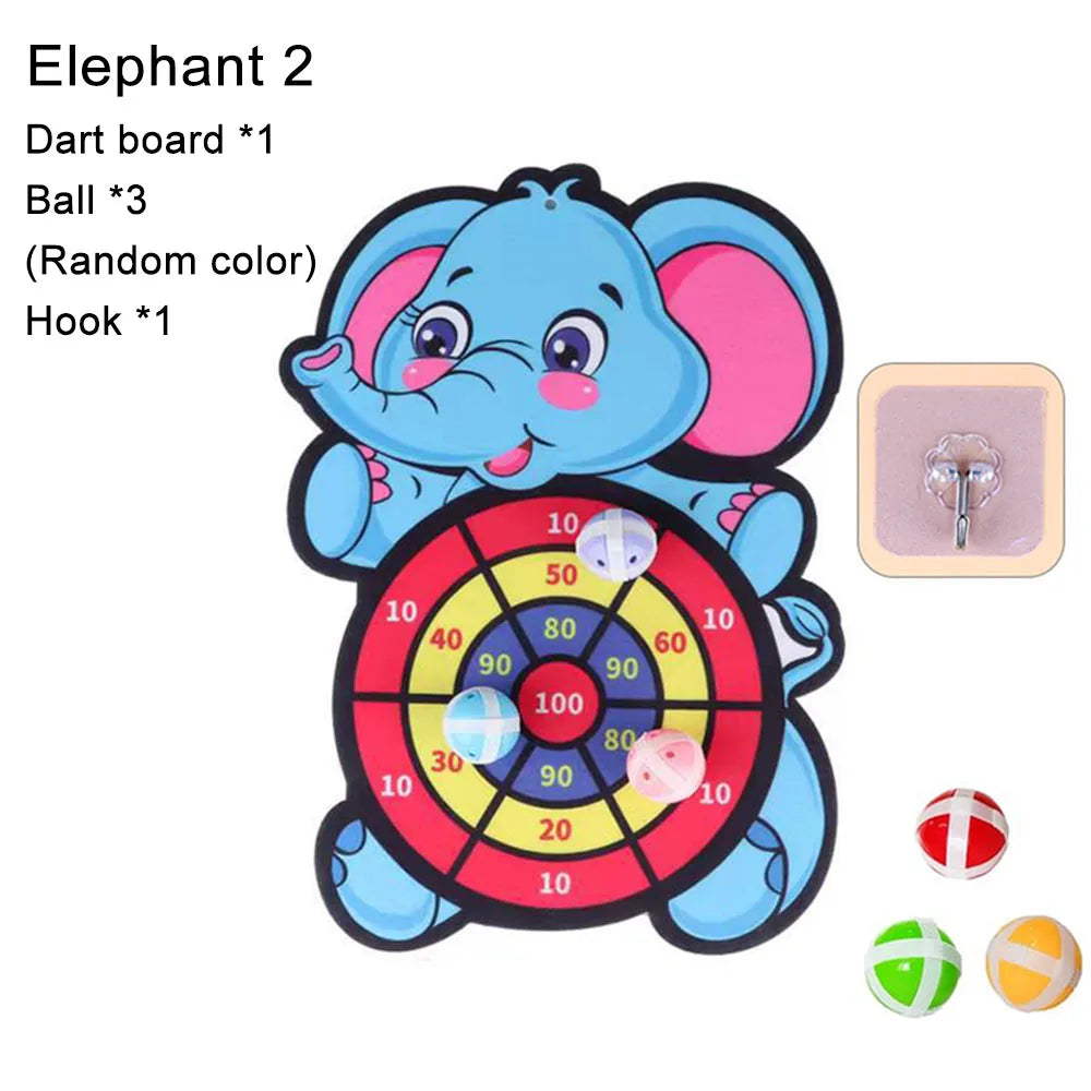 Dart Board for Kids with 3 Sticky Balls Indoor Outdoor Sport Party Games Cartoon Animal Dart Board Toys Christmas Gift