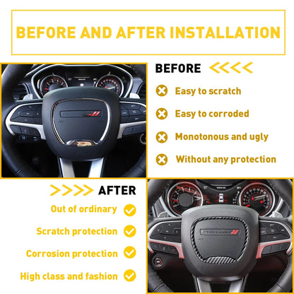For Dodge Durango Charger Challenger 2015 2016 2017 2018 2019 2020 2021 2022 Car Accessories Stickers Steering Wheel Trim Cover