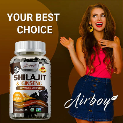 Shilajit & Ginseng - Energy & Vitality Support, Improve Mental Clarity, Immune Support, Increase Endurance, Muscle Growth