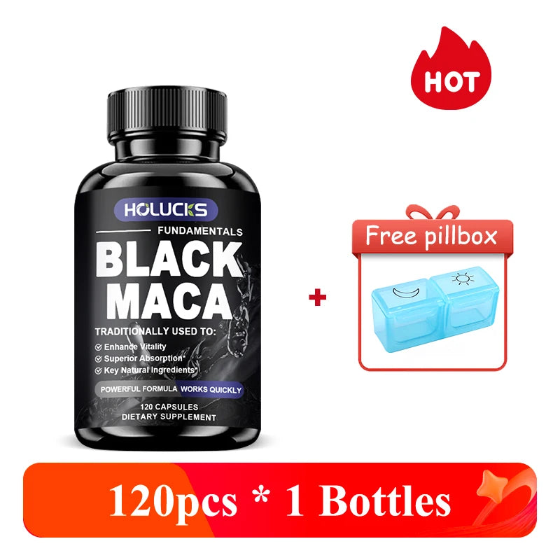 Natural Men Maca Supplement, with Black Maca Extract & Black Pepper, Support Hormone Balance & Masculine Drive, Immune