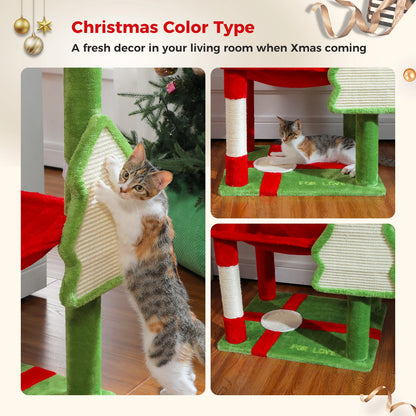 Cat Tree for Indoor Cats 5-Level Cat Tower for Large Cats with Large Hammock Sisal Covered Scratching Posts Cozy Condo Top Perch