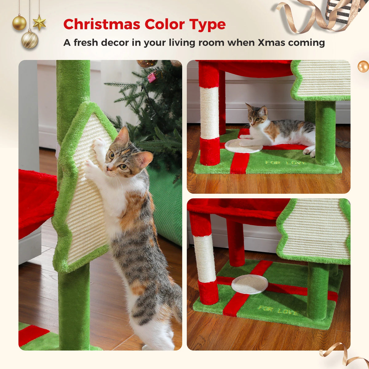 Cat Tree for Indoor Cats 5-Level Cat Tower for Large Cats with Large Hammock Sisal Covered Scratching Posts Cozy Condo Top Perch