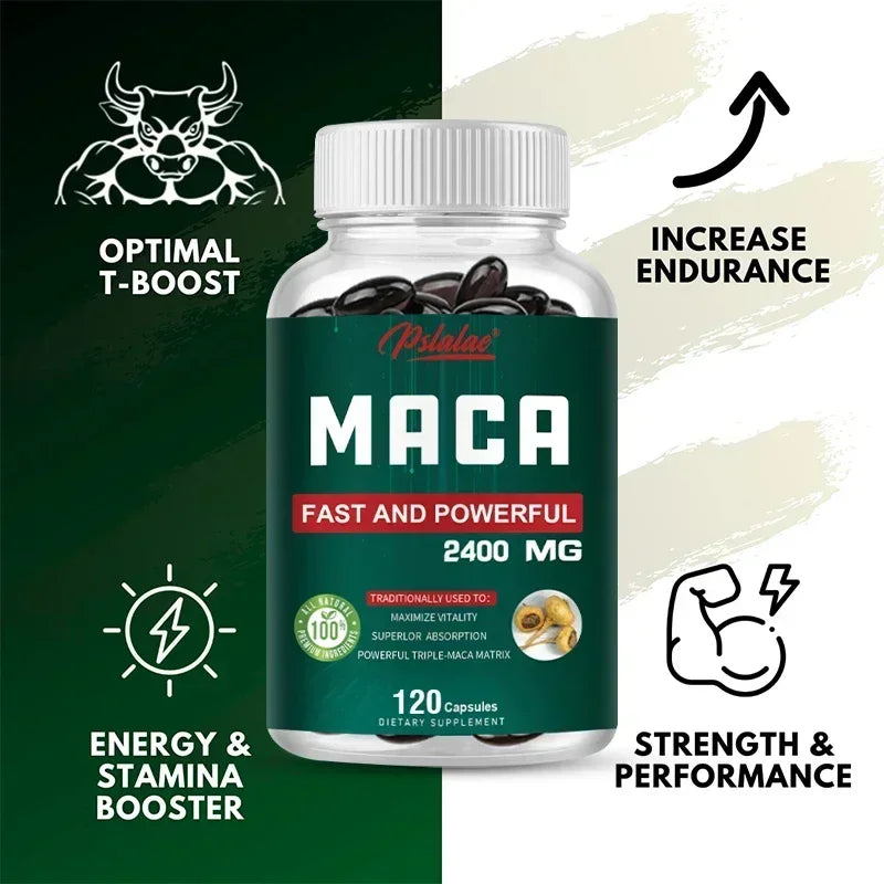 Organic Black Maca Extract 2400Mg - Builds Muscle Mass, Improves Endurance, Balances Hormones, Promotes A Relaxing Mood, Non-GMO