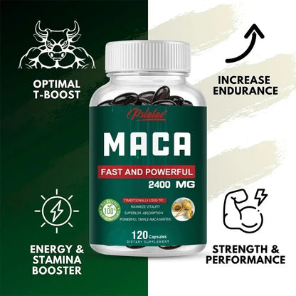 Organic Black Maca Extract 2400Mg - Builds Muscle Mass, Improves Endurance, Balances Hormones, Promotes A Relaxing Mood, Non-GMO