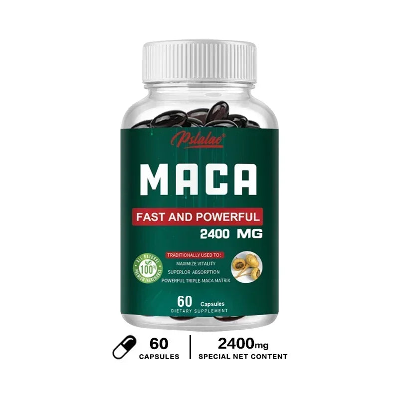 Organic Black Maca Extract 2400Mg - Builds Muscle Mass, Improves Endurance, Balances Hormones, Promotes A Relaxing Mood, Non-GMO