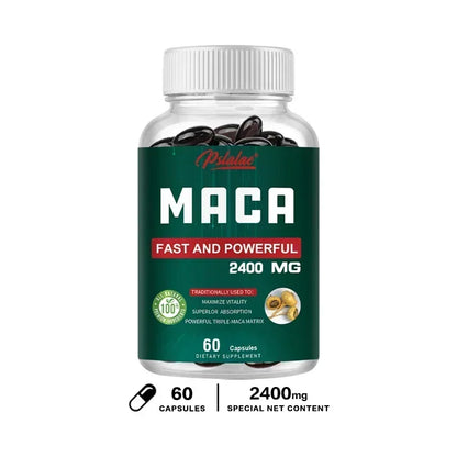 Organic Black Maca Extract 2400Mg - Builds Muscle Mass, Improves Endurance, Balances Hormones, Promotes A Relaxing Mood, Non-GMO