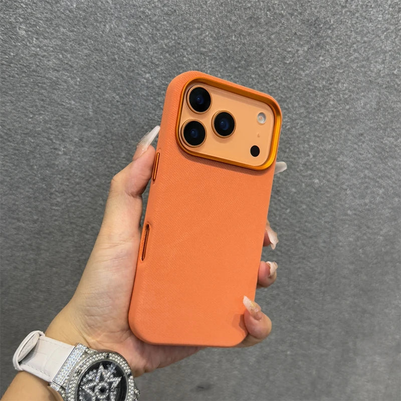 Magnetic Flannel Fabric for Magsafe Phone Case For iPhone 18Pro Max 17 16 15 Pro 13 14 Wireless Charging Alloy Lens Bumper Cover