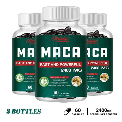 Organic Black Maca Extract 2400Mg - Builds Muscle Mass, Improves Endurance, Balances Hormones, Promotes A Relaxing Mood, Non-GMO