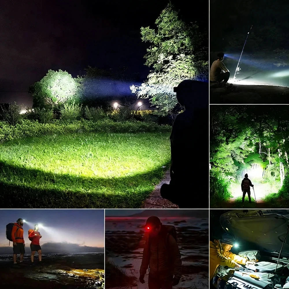70g Ultra Light Headlamp 7 Modes XPE+LED+COB Red Light 0°-180° Adjustable Type-C Rechargeable Waterproof 2026 Upgrade
