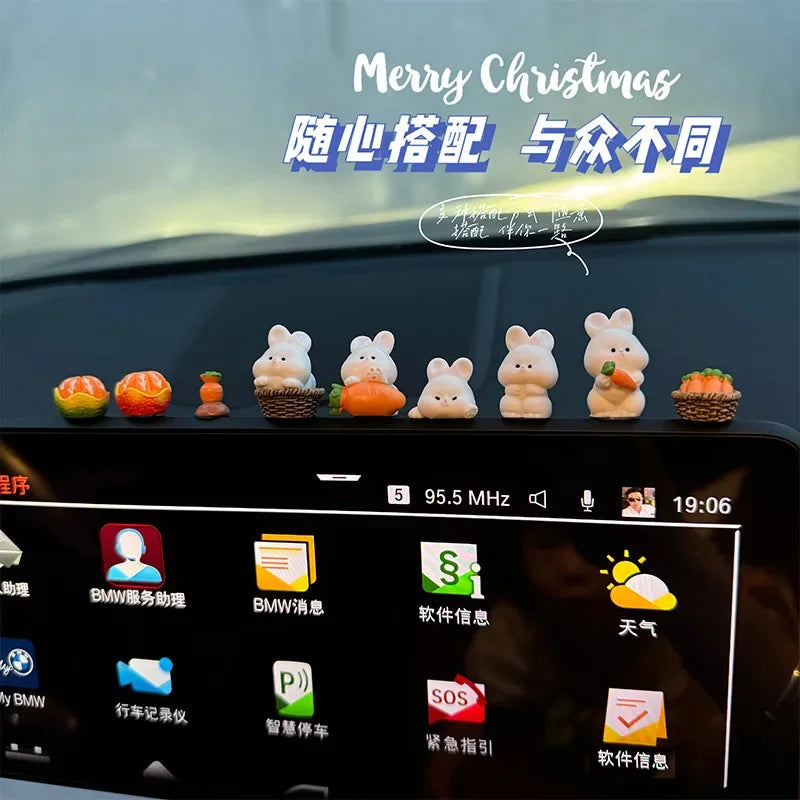 Car interior accessories, car center console decorations, cute bunny car accessories, electric vehicle accessories