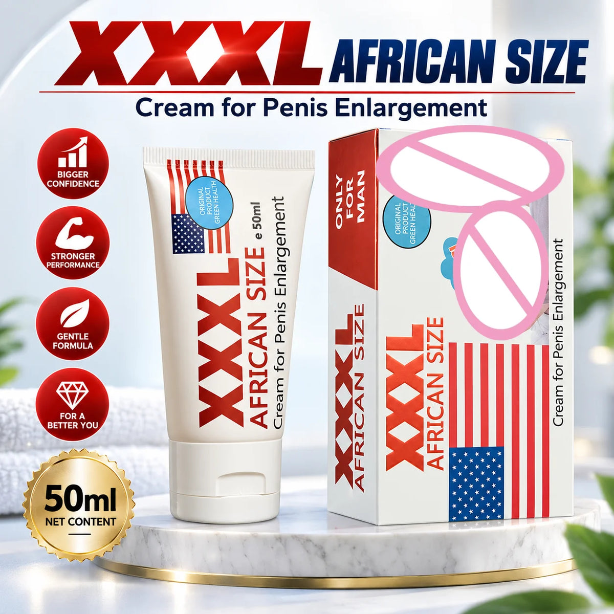 Men's Penis Enlargement Cream 50ml, Topical Male Intimate Cream