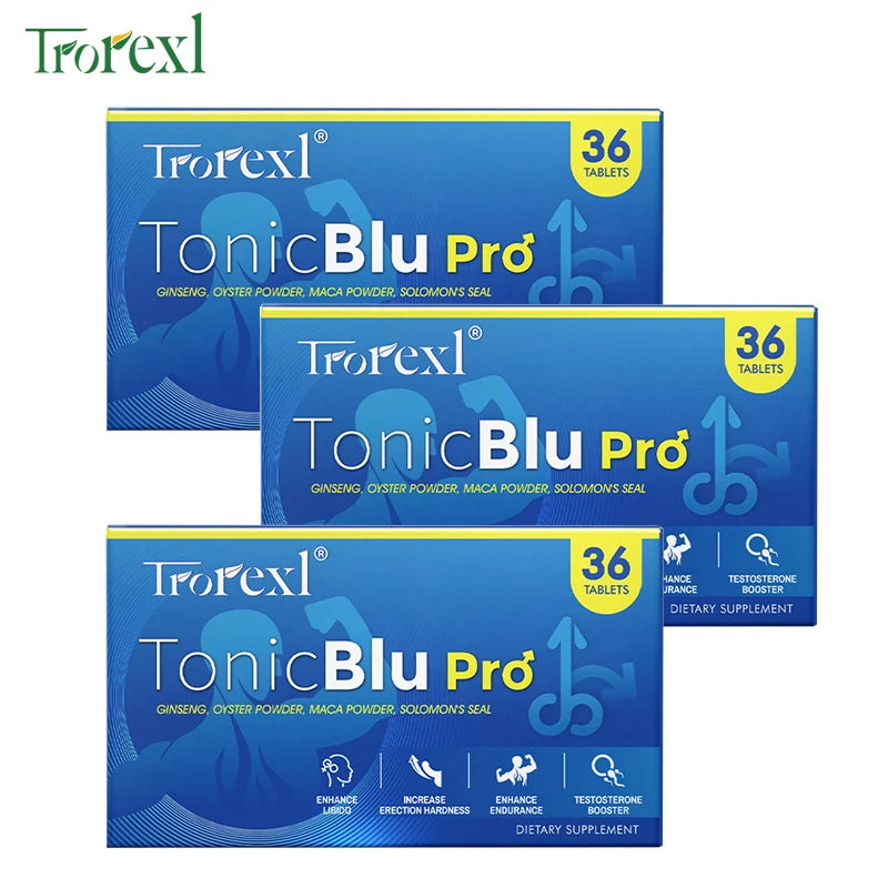 TonicBlu Pro Blue Tablets Male Enhancing Natural Oyster & Ginseng Pills Support Enhanced Vitality, Stamina & Energy, Drive