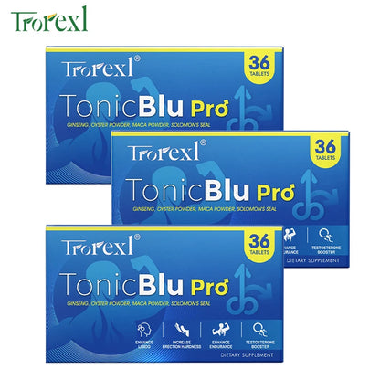 TonicBlu Pro Blue Tablets Male Enhancing Natural Oyster & Ginseng Pills Support Enhanced Vitality, Stamina & Energy, Drive