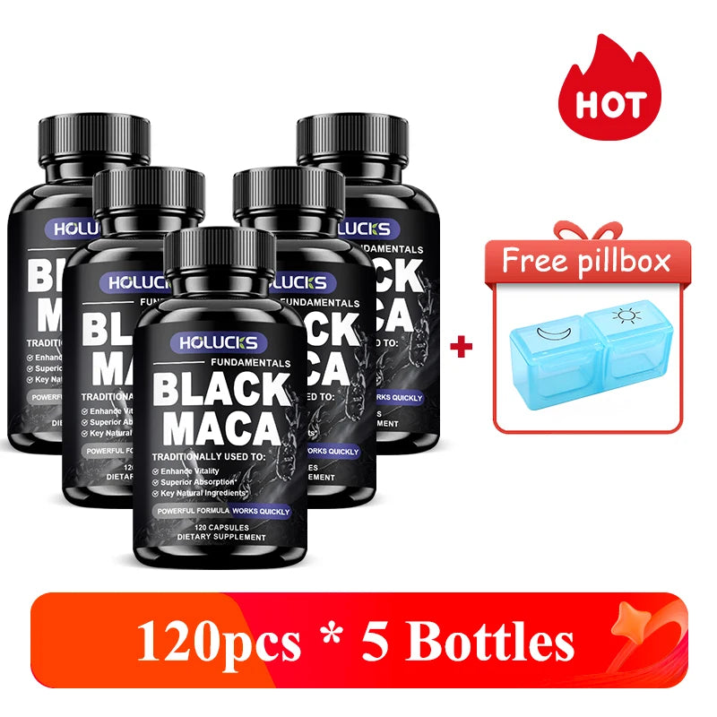 Natural Men Maca Supplement, with Black Maca Extract & Black Pepper, Support Hormone Balance & Masculine Drive, Immune