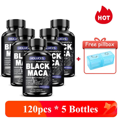 Natural Men Maca Supplement, with Black Maca Extract & Black Pepper, Support Hormone Balance & Masculine Drive, Immune