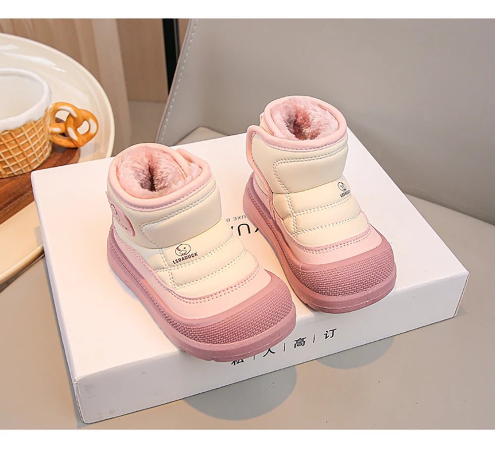 2025 New Winter Plush Snow Boots for Children Thick Warm Boy's Girl's Cotton Shoes Waterproof Kid's Winter Boots Velvet Shoe