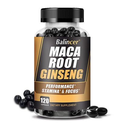Maca + Ginseng Capsules - Supports Immune Health, Improves Mood, and Boosts Energy, 120 Capsules