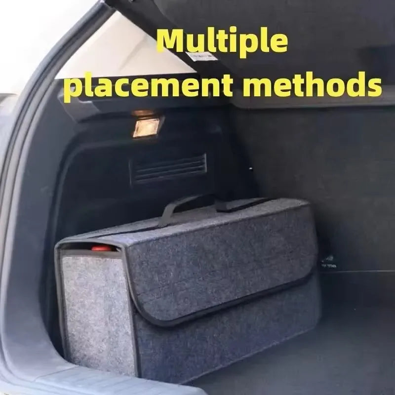 Car Trunk Soft Organizer Felt Storage Box Accessories Large Anti Slip Compartment Boot Storage Organizer Tool Car Storage Bag
