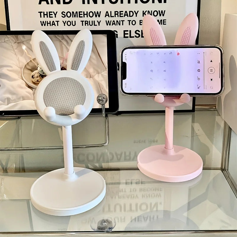 Cute Rabbit Phone Stand Multi-function Stretch Mobile Phone Holder Desktop Adjustable Phone Bracket For iPhone iPad Tablet Stand