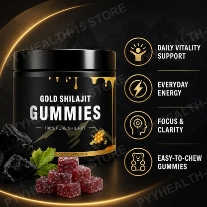 Shilajit Gummies with Manuka Honey, Endurance, Focus and Vitality Support,100 mg per Gummy, 30 Count Daily Formula for Energy