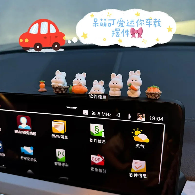 Car interior accessories, car center console decorations, cute bunny car accessories, electric vehicle accessories