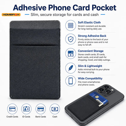 Fashion Elastic Cloth Phone Card Holder, Adhesive Sticker Pocket Wallet for Mobile Phone Credit ID Card Cash Storage