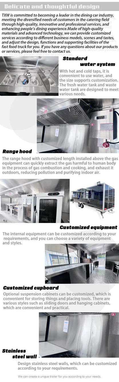 Customized Fully Equipped Mobile Dining Car - BBQ Pizza Coffee Ice Cream Hot Dog Snack Concession Trailer