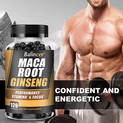 Maca + Ginseng Capsules - Supports Immune Health, Improves Mood, and Boosts Energy, 120 Capsules