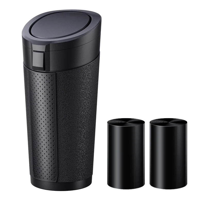 Car Trash Can (with Lid) Auto Dust Organizer with Garbage Bags Small Car Trash Bin Can Car Interior Rubbish Bag Car Accessories
