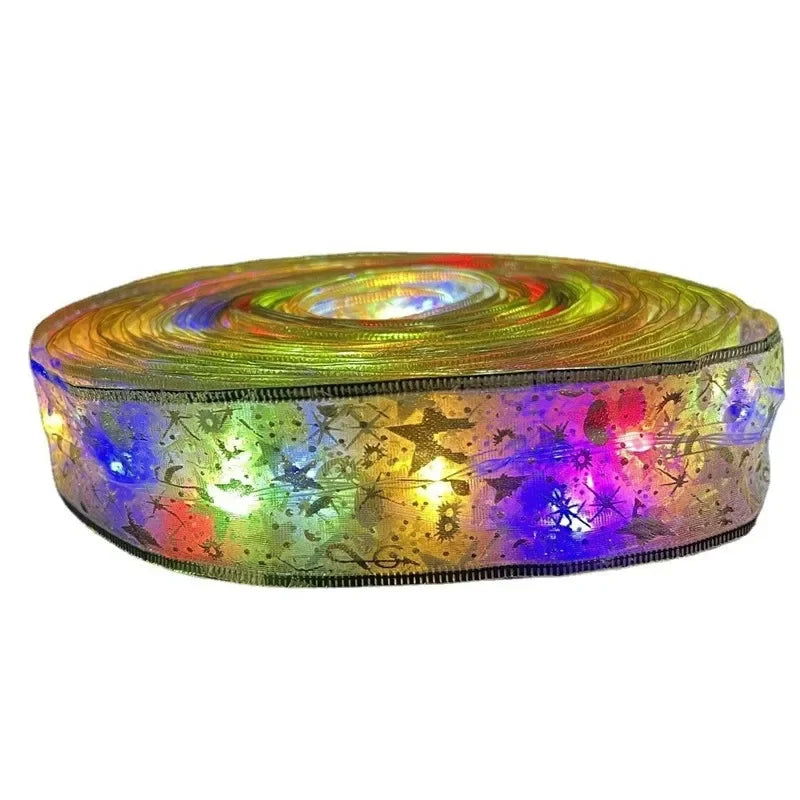 Indoor String Lights Battery Operated Christmas Ribbon with Lights Christmas Tree Accessories Decoration for Christmas New Year