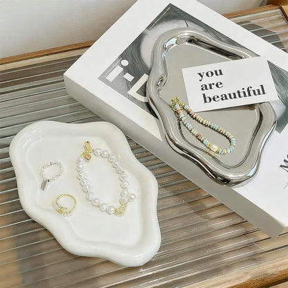 Jewelry Storage Tray Creative Cloud Shapes Plastic Trays Electroplated Jewelry Earrings Ring Display Plates Photo Props For Wome