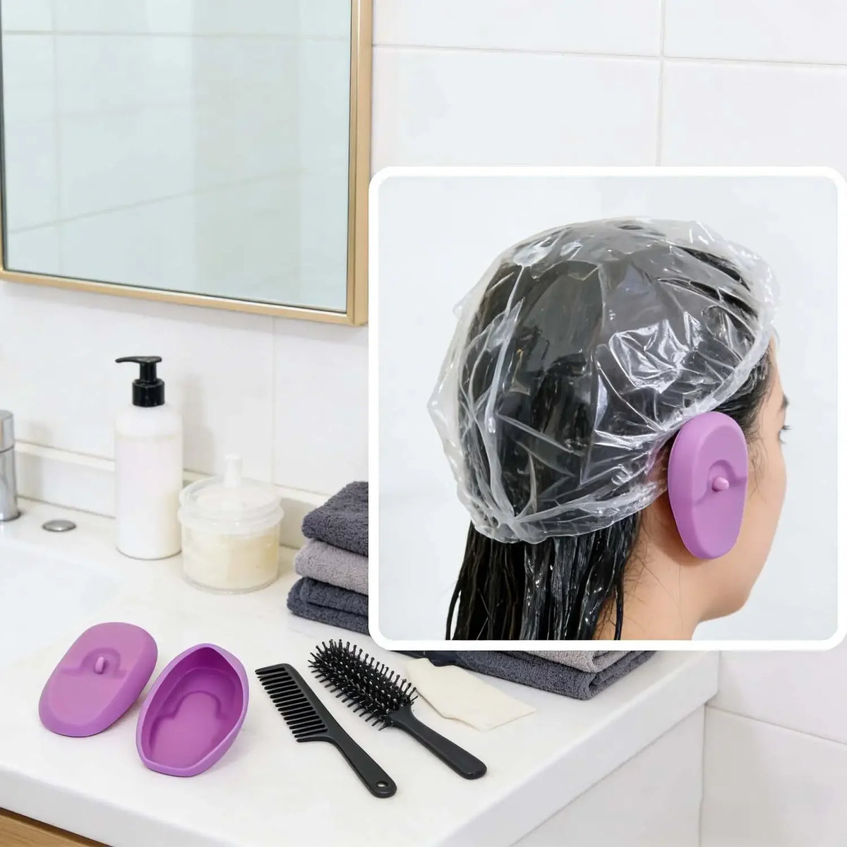Silicone Ear Cover Hair Coloring Dyeing Ear Protector Waterproof Shower Ear Shield 2 PCS Earmuffs Caps Salon Styling Accessories