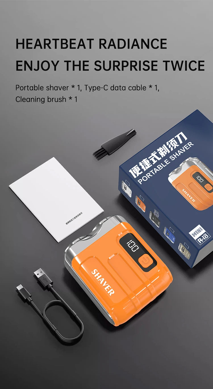 Mini Electric Smart Shaver Household Car Shaver Digital Display Dual Blade Rechargeable Shaver Powerful Beard Trimmer Tool